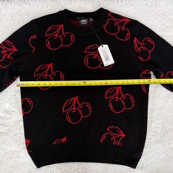 WESC,Size XL,Black Sweater with Red Cherry Pattern - Picture 13 of 17